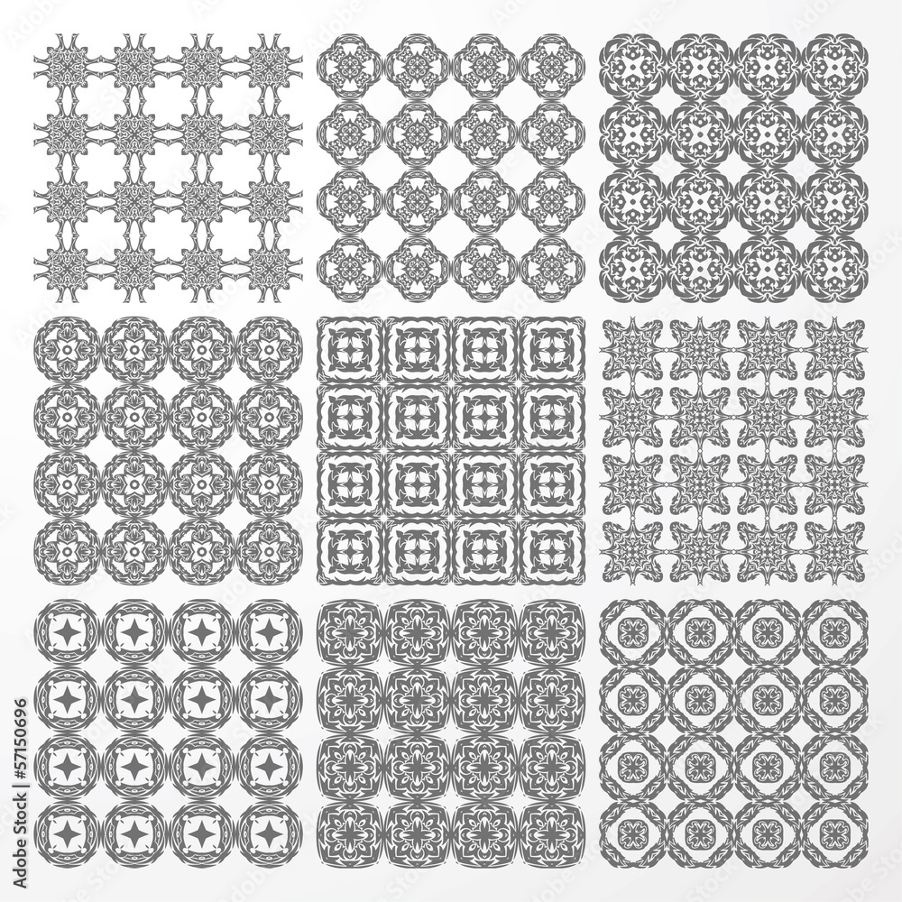 set monochrome geometrical seamless patterns.