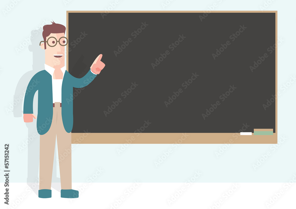 Professor in front of a black board retro style Professor in front of a black board retro style