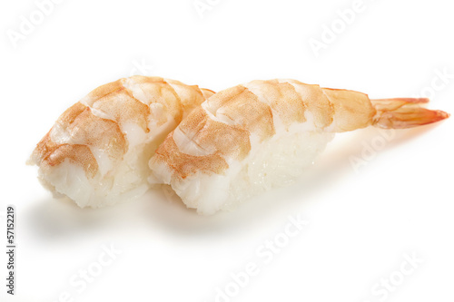 Sushi -Ebi nigiri Isolated On white Background photo