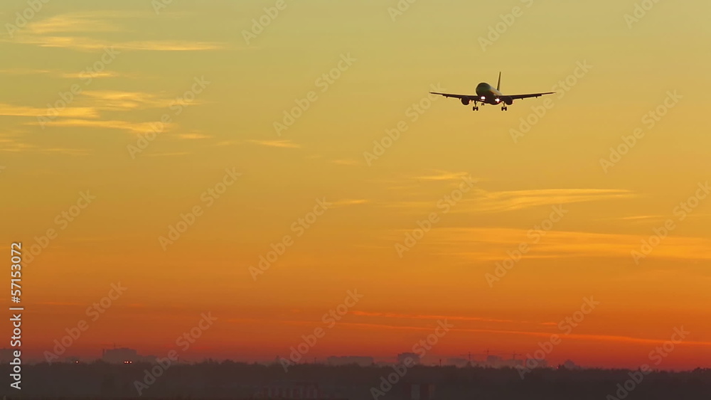 Jet airliner descending to land at Tolmachevo airport. Jet airliner descending to land at Tolmachevo airport.
