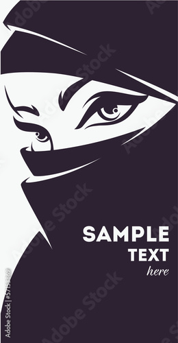 beautiful face of arabic muslim woman, vector bannerbeautiful fa