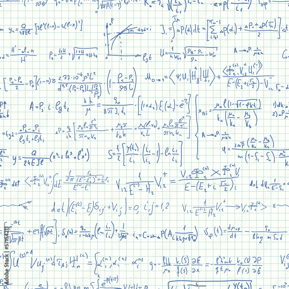 Seamless background of many formulas.