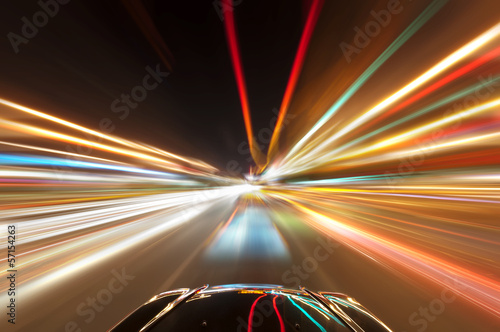 car on the road with motion blur background