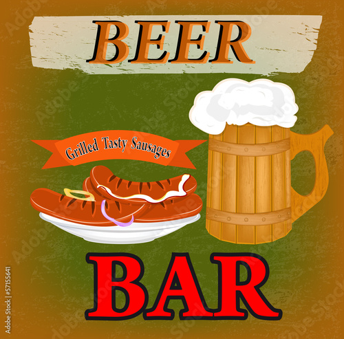 Best traditional fresh cold Beer. Beer Bar menu. Vector