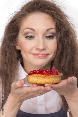 Woman enjoy cake