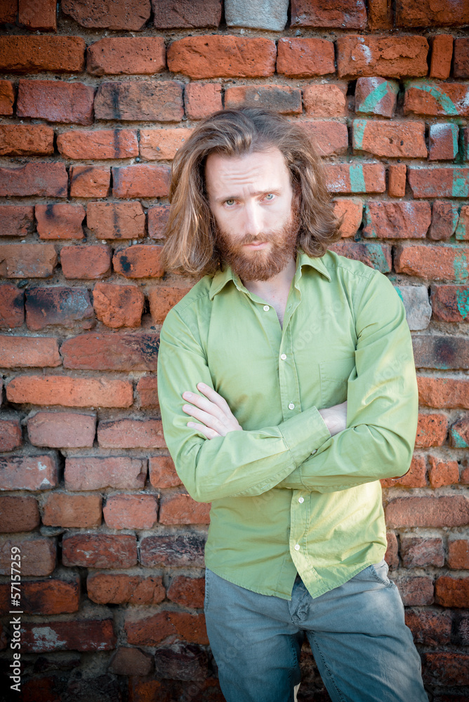 stylish hipster model with long red hair and beard lifestyle stylish hipster model with long red hair and beard lifestyle