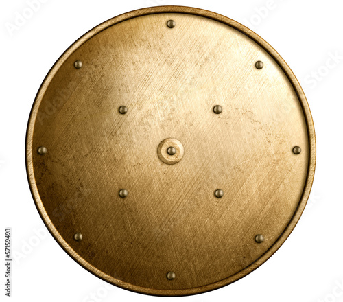 round bronze shield isolated
