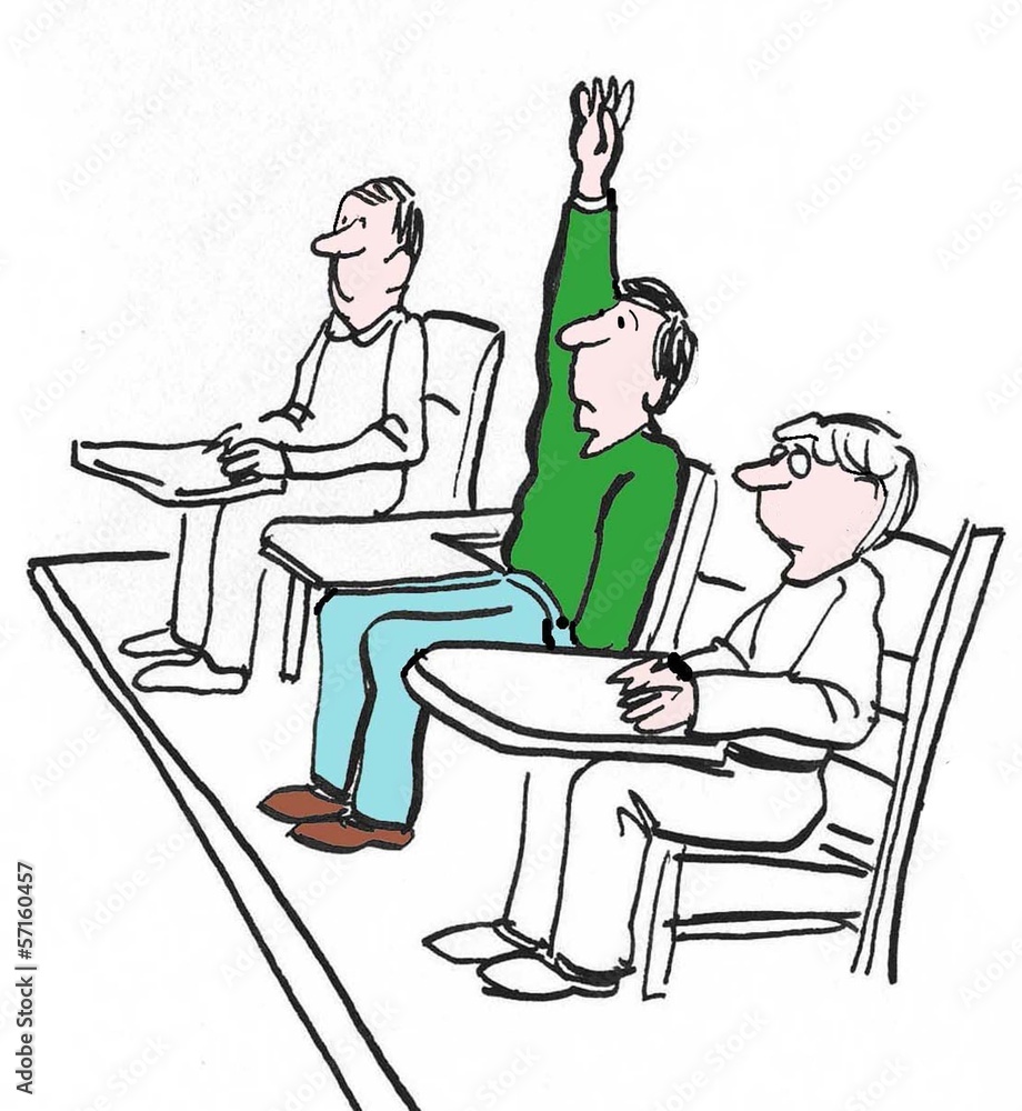 Professor writes on the board while hands are raised Professor writes on the board while hands are raised