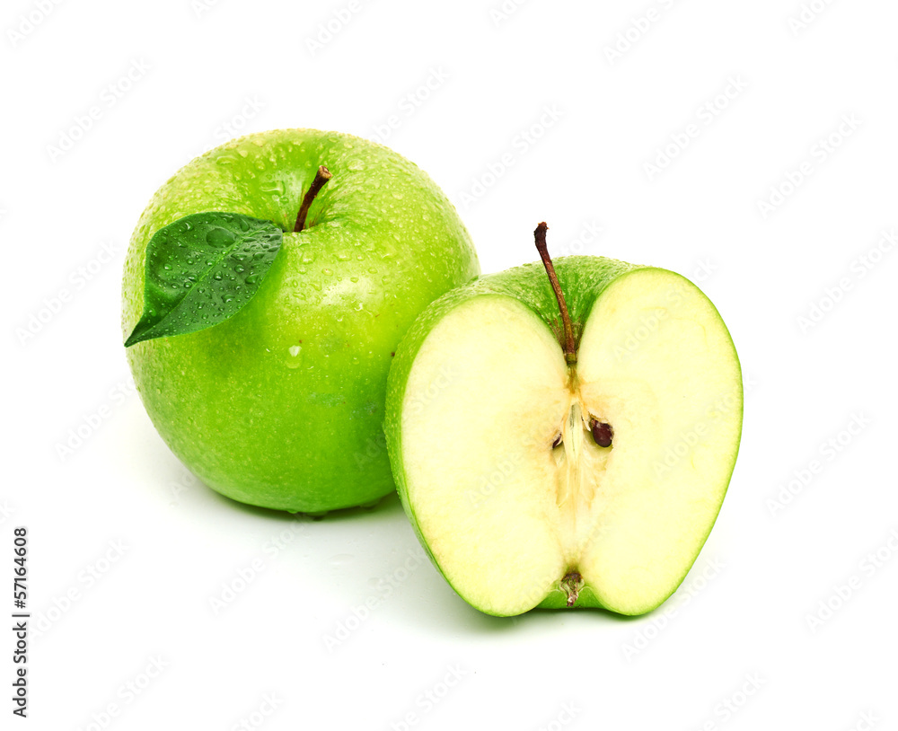 Green apple fruits isolated on white background Green apple fruits isolated on white background