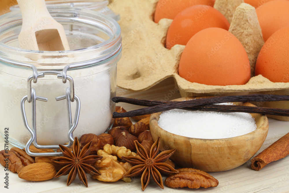 Selection of baking ingredients Selection of baking ingredients