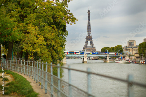 Autumn Parisian cityscape with the Eiffel tower