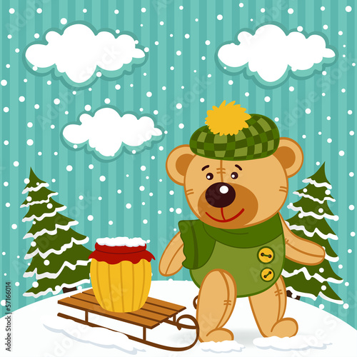 teddy bear winter - vector illustration