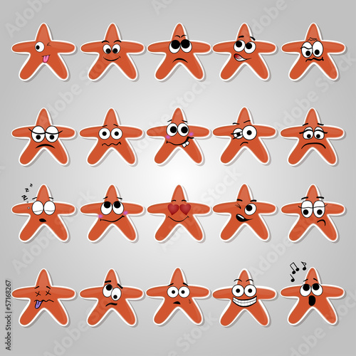 A set of vector stars with hilarious and sad emotions