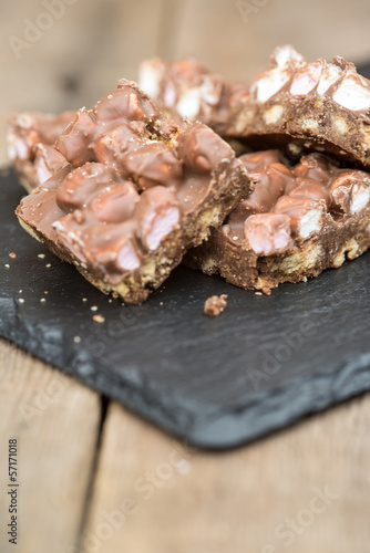 Rustic background with rocky road dessert squares