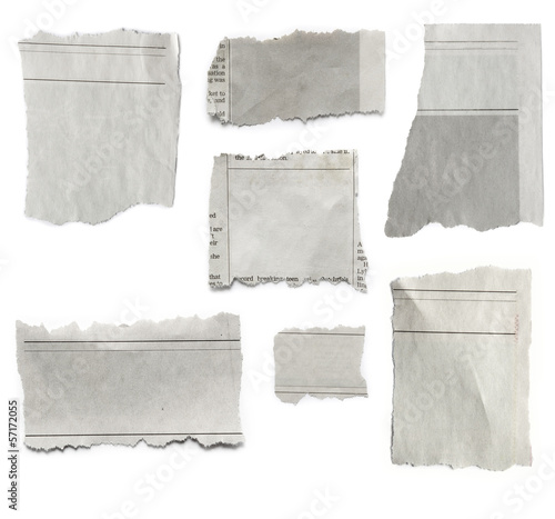 Seven torn papers isolated on white background photo