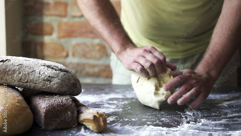 man kneading the dough, slow motion at 240 fps man kneading the dough, slow motion at 240 fps