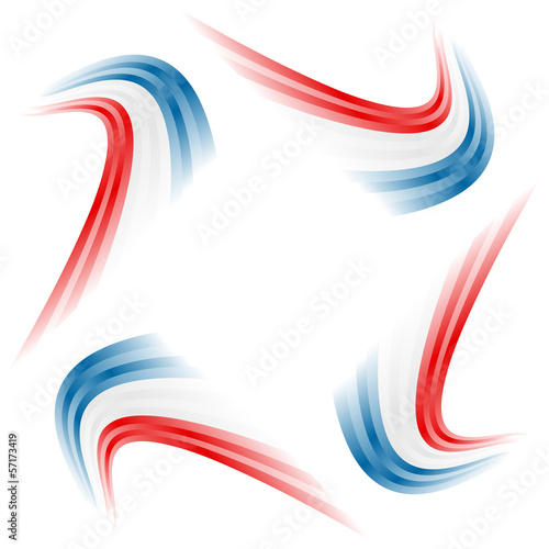 Abstract waving American, English and French flag
