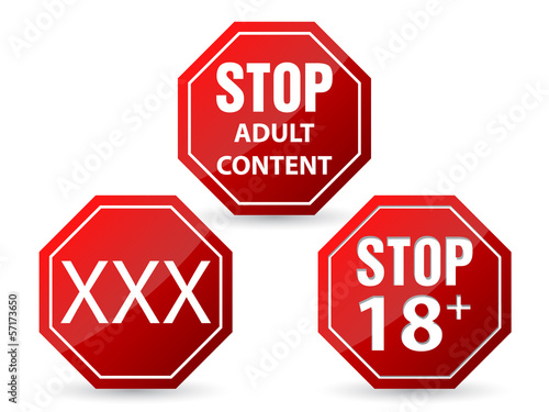 Stop sign with adult content warnings