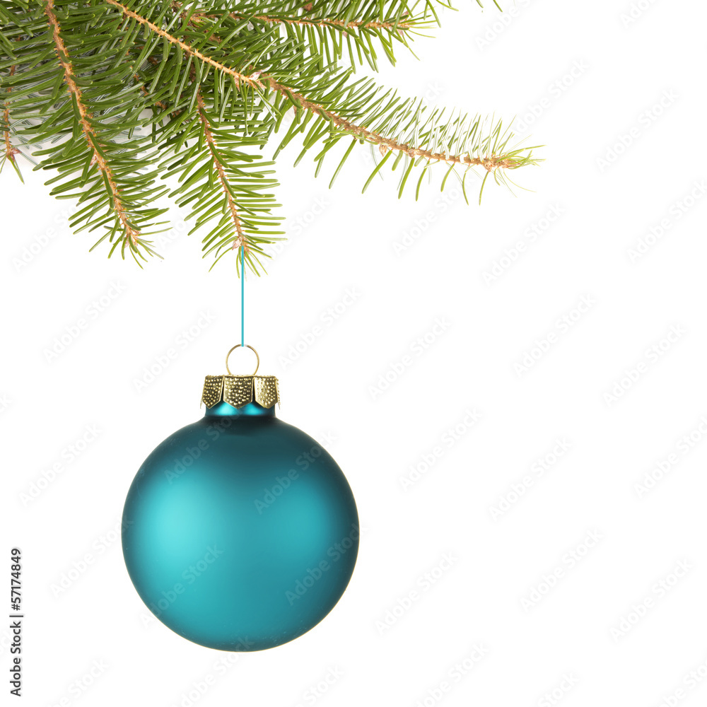 Blaue Weihnachtskugel mit Zweig Blaue Weihnachtskugel mit Zweig