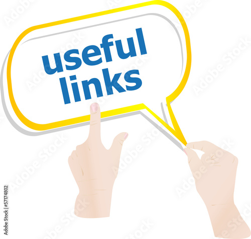 Fotografija hands holding abstract cloud with useful links word