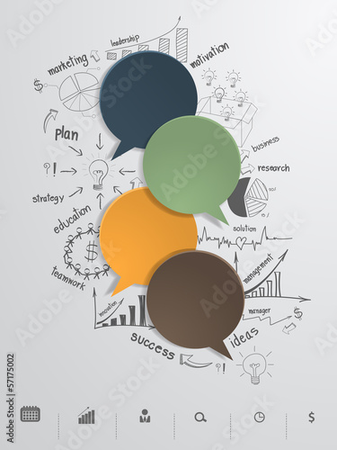 Vector speech bubble with creative drawing business plan