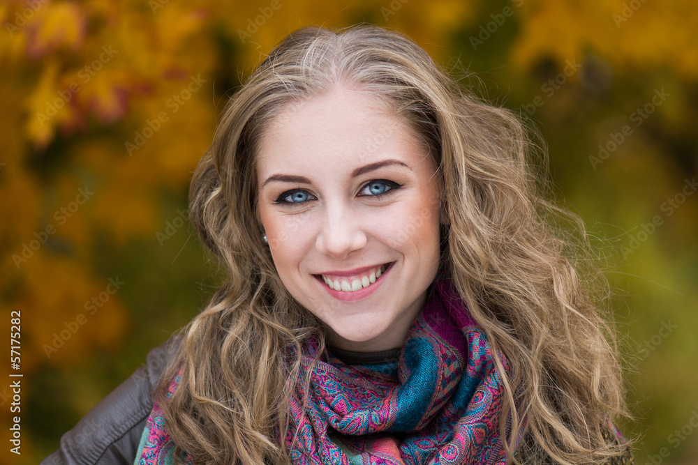Young woman in beautiful autumn park Young woman in beautiful autumn park