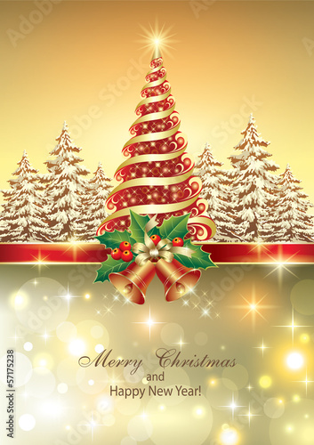Christmas card with Christmas tree