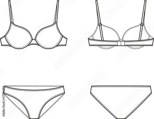 Vector illustration of women's underwear. Bra and panties