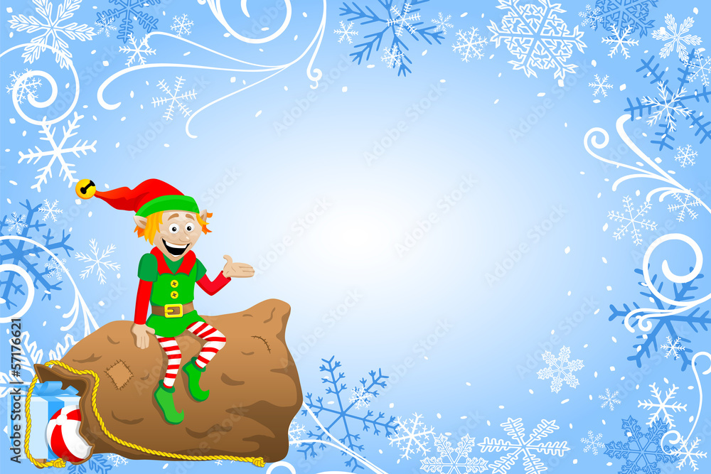 christmas background with elf