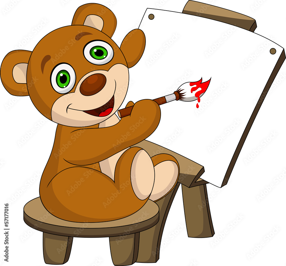 Obraz premium cute bear was painting