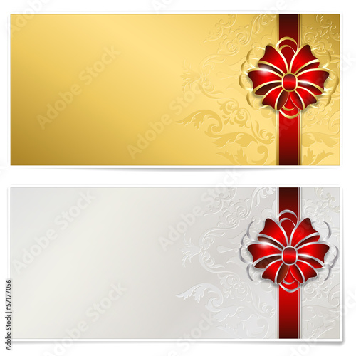 Gold and silver gift voucher - isolated on white, place for text