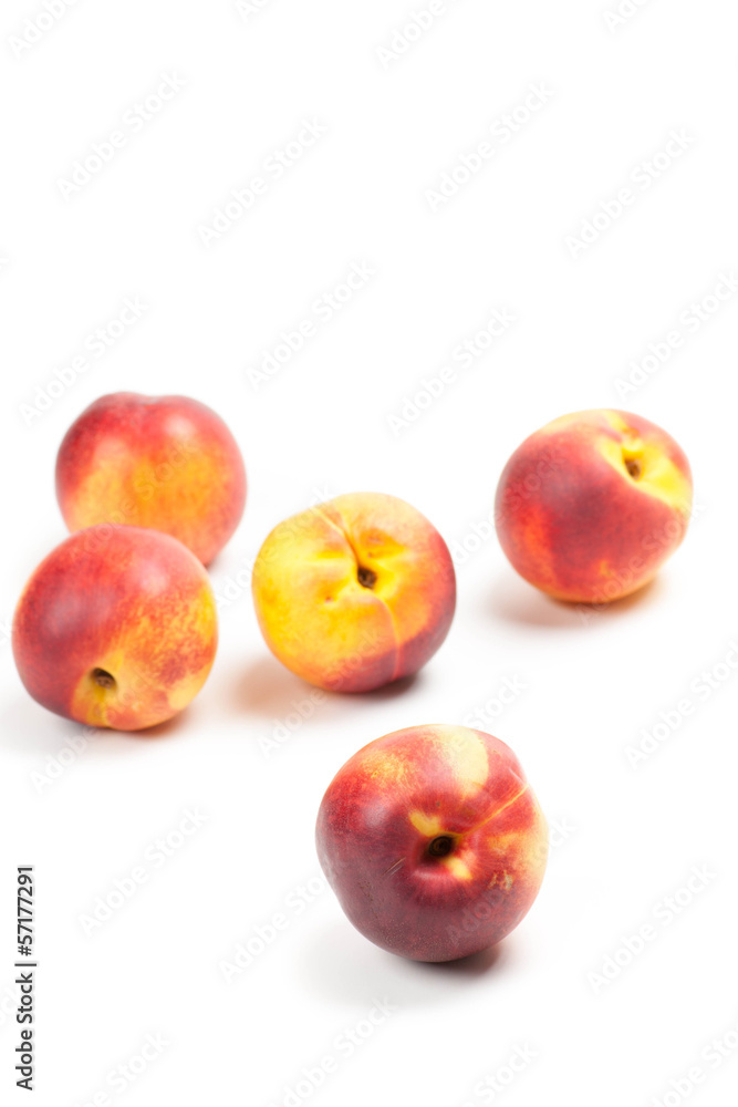 Ripe peaches fruits isolated on white Ripe peaches fruits isolated on white