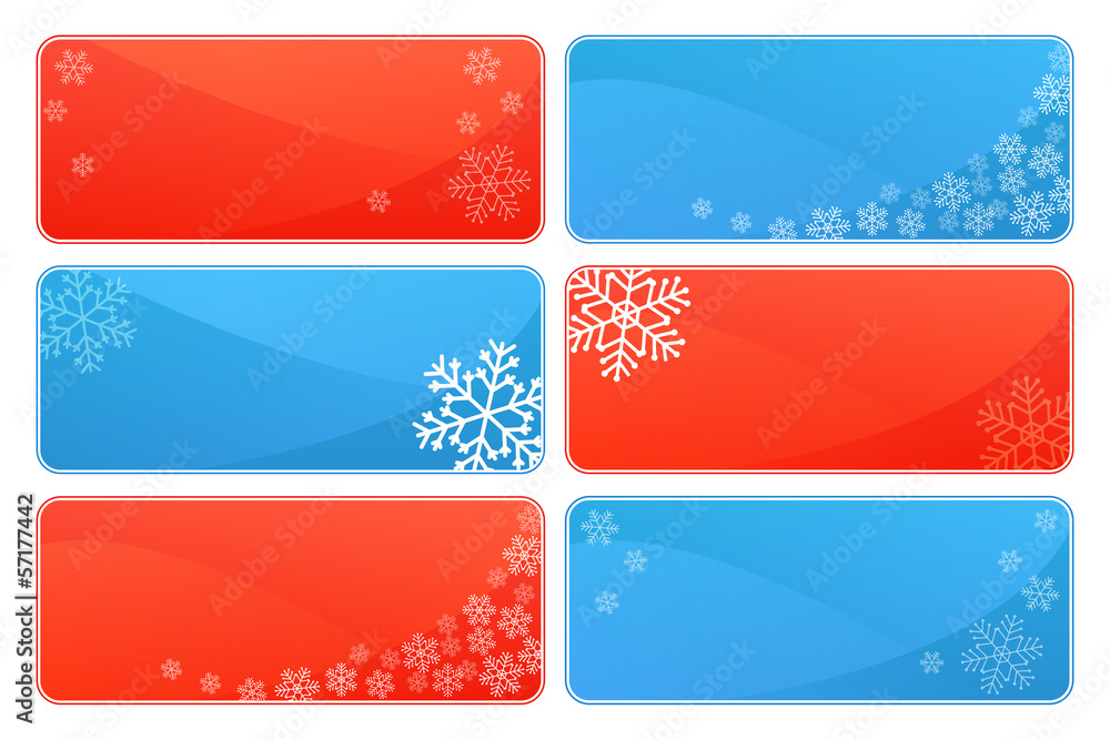 Set of winter and Christmas background themes with snowflakes