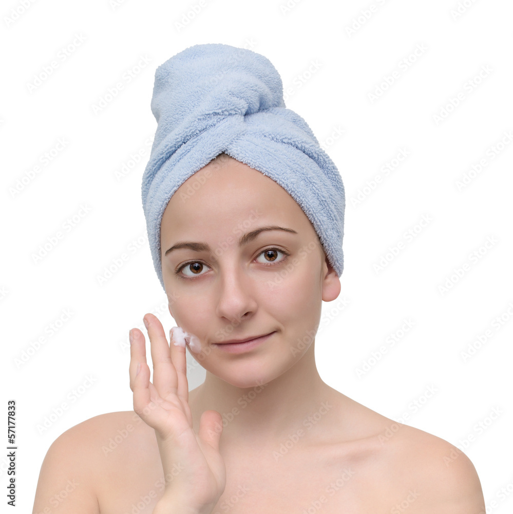Woman's portrait isolated on white. Skin care. Woman's portrait isolated on white. Skin care.