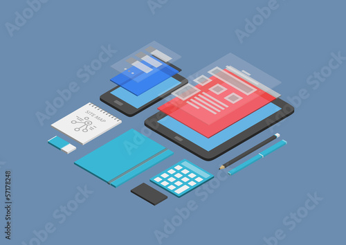 Mobile web design and development illustration