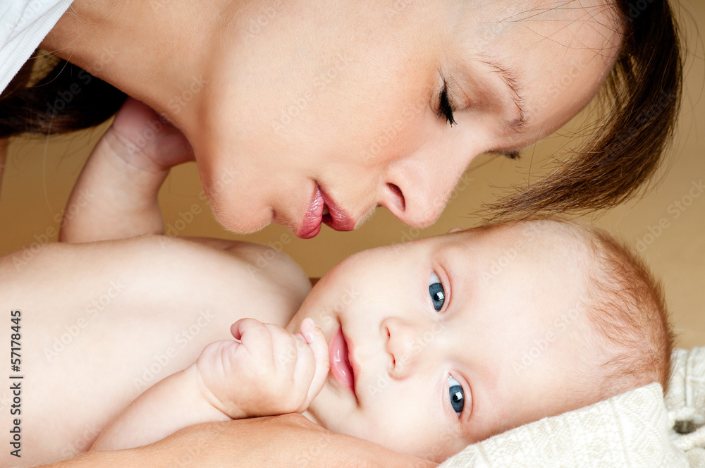 happy mother with baby
