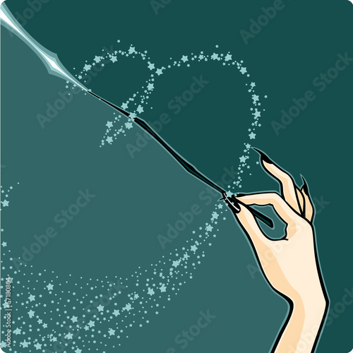 Witch with a magic wand