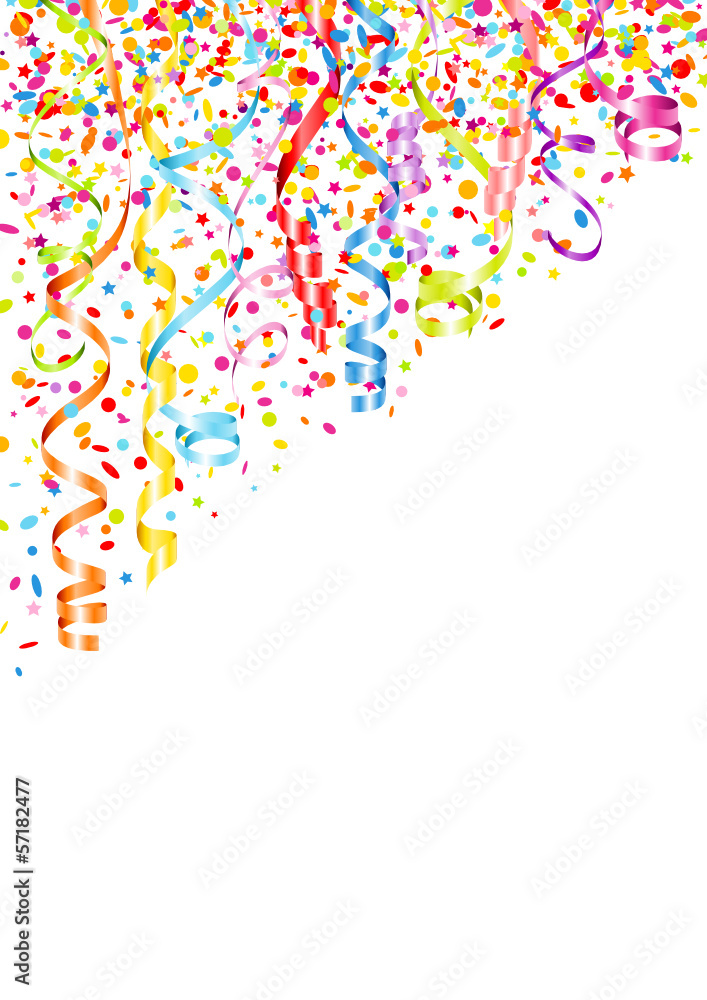 Streamers & Confetti Stars Color Party Poster A4