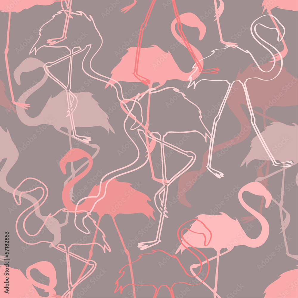 Naklejka premium Seamless pattern of flamingos