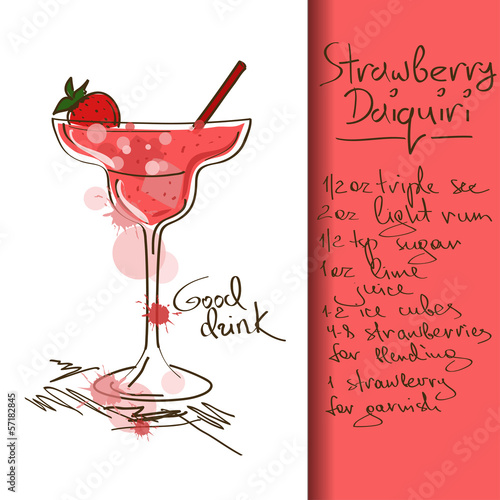 Illustration with Strawberry Daiquiri cocktail photo