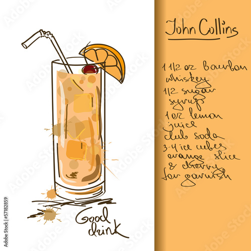 Illustration with John Collins cocktail