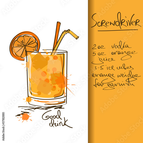 Illustration with Screwdriver cocktail