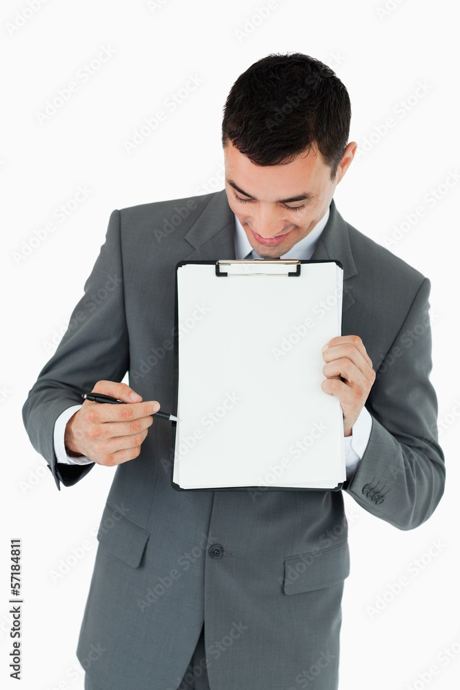 Businessman explaining his notes Businessman explaining his notes