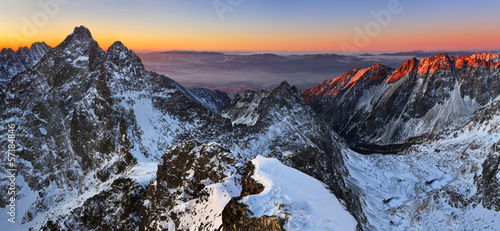 Sunrise in High Tatras - Slovakia Photo from mountain - Rysy