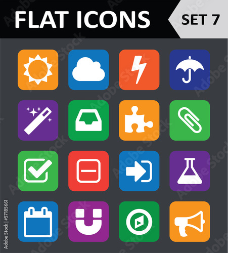 Universal Colorful Flat Icons. Set 7.