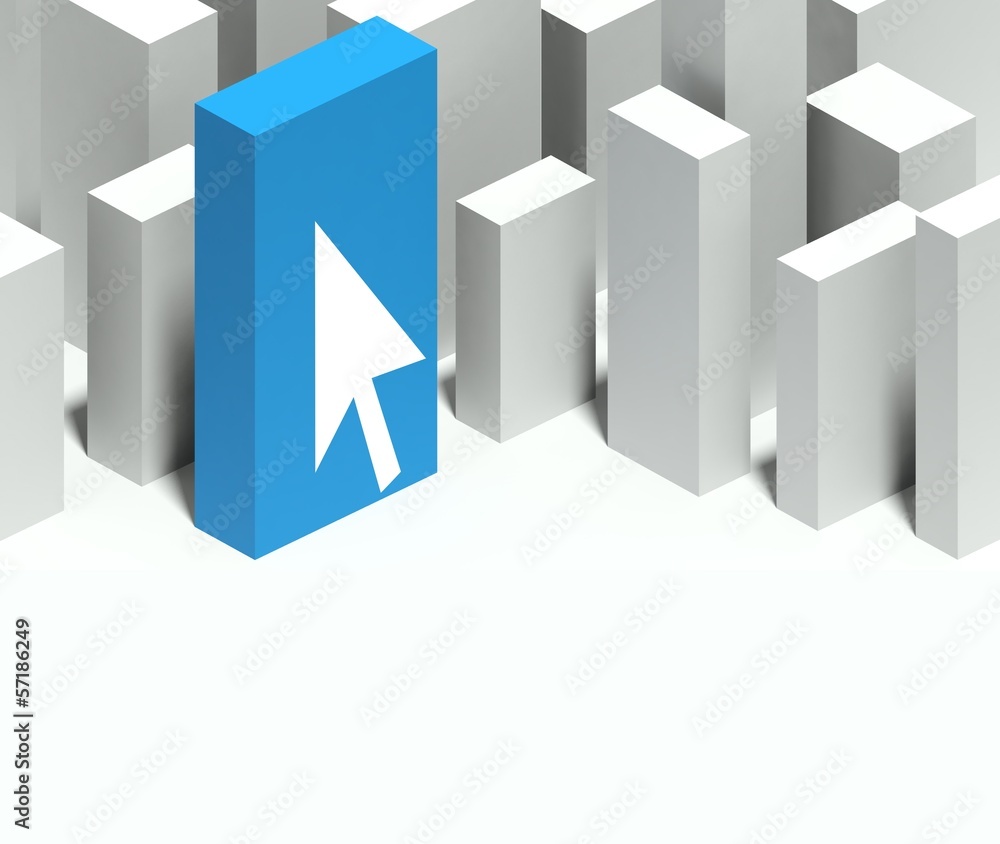 3d mouse arrow pointer symbol in conceptual model of city 3d mouse arrow pointer symbol in conceptual model of city