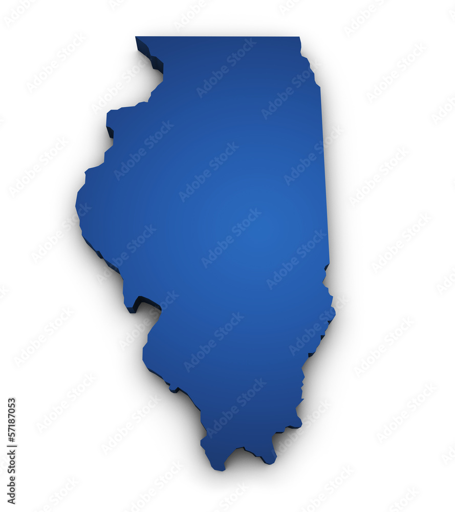 Naklejka premium Map Of Illinois 3d Shape