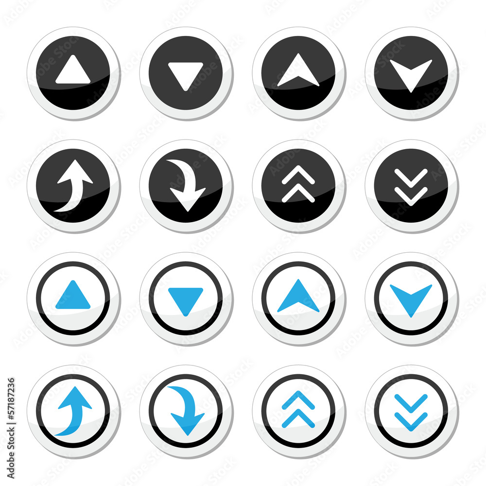 Up and down arrows round icons set Up and down arrows round icons set