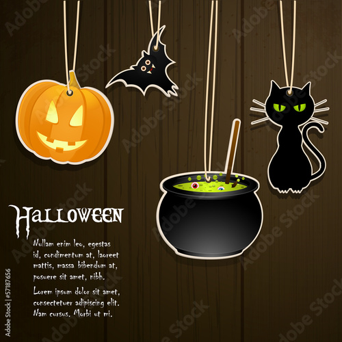 halloween labels on wood