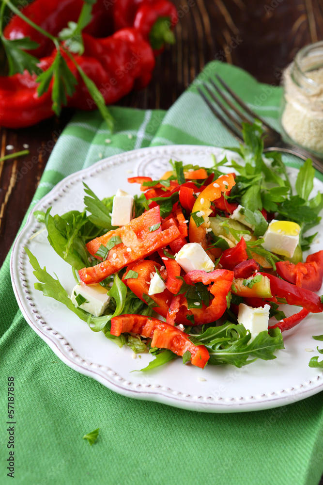 salad with fresh peppers and feta salad with fresh peppers and feta